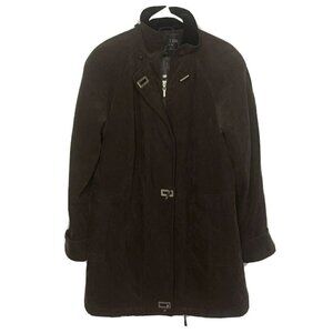 Fleet Street Womens SM Faux Suede Toggle Button Zip Front Chocolate Brown Jacket